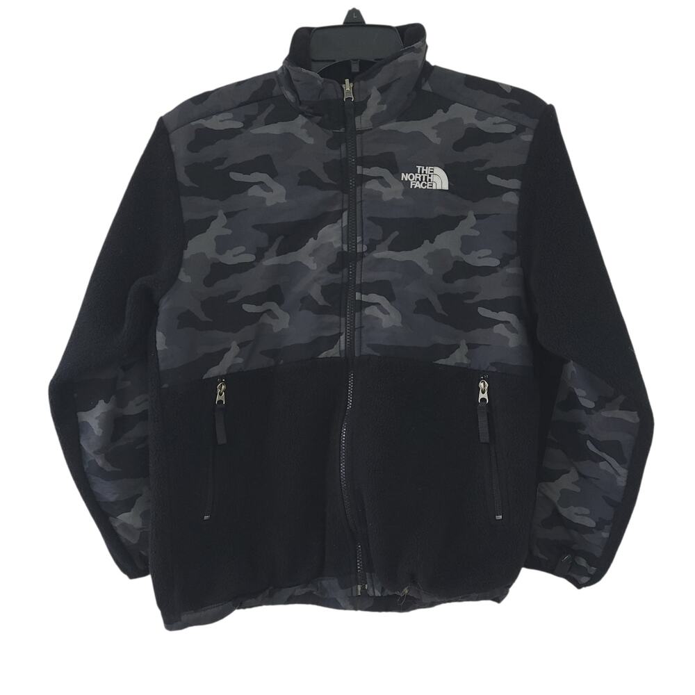 North Face PolarTec Boys Fleece Coat Black Camo Large Kids